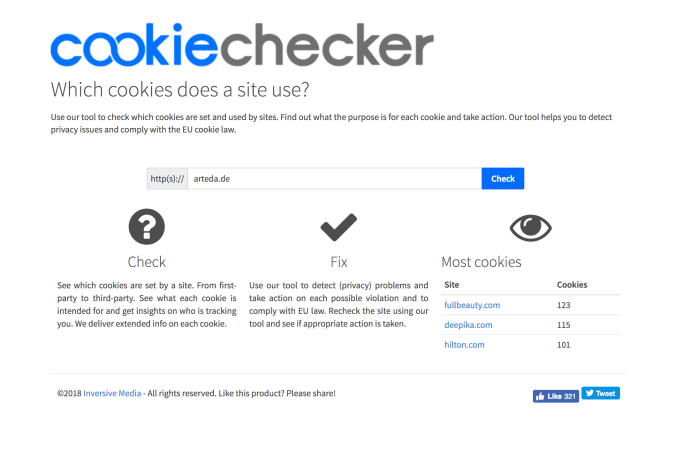 Screenshot http://www.cookie-checker.com/