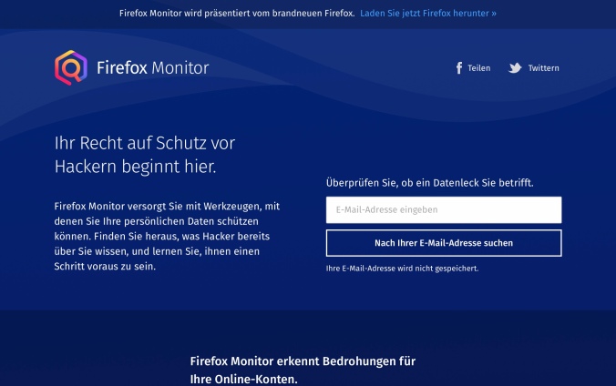 Screenshot monitor.firefox.com